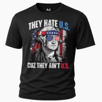 They Hate Us Cuz They Ain't Us USA American Flag 4th of July Cooling Performance Crew T-Shirt