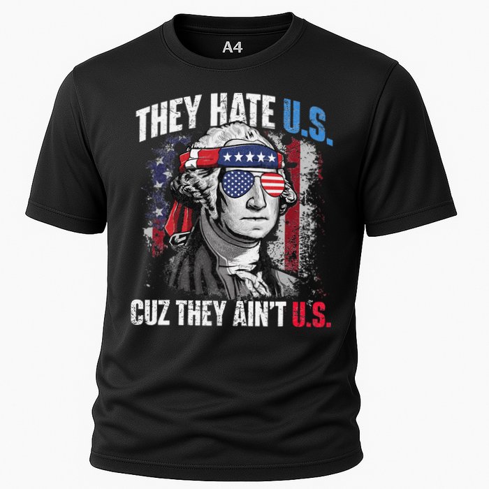 They Hate Us Cuz They Ain't Us USA American Flag 4th of July Cooling Performance Crew T-Shirt