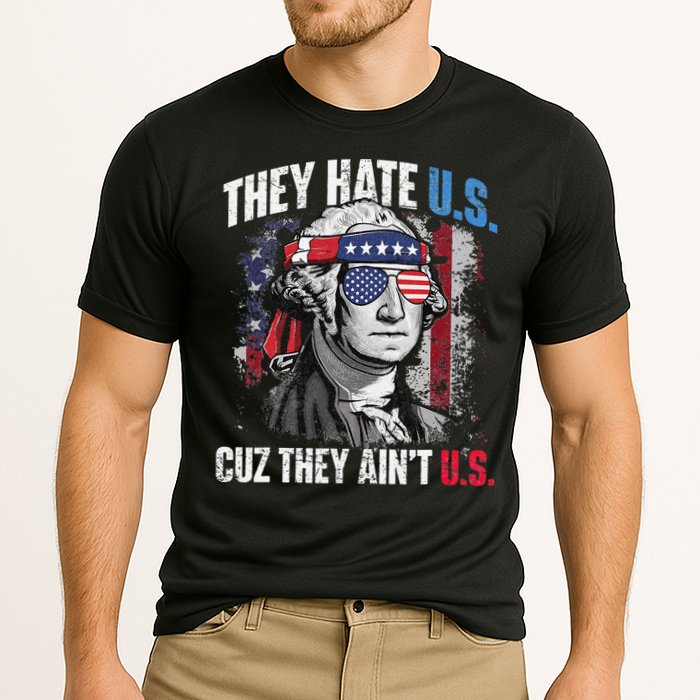 They Hate Us Cuz They Ain't Us USA American Flag 4th of July Cooling Performance Crew T-Shirt