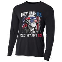 They Hate Us Cuz They Ain't Us USA American Flag 4th of July Cooling Performance Long Sleeve Crew
