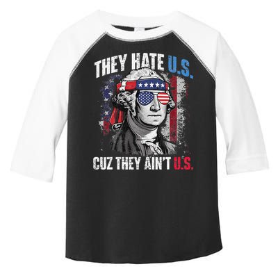 They Hate Us Cuz They Ain't Us USA American Flag 4th of July Toddler Fine Jersey T-Shirt