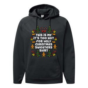 Too Hot Ugly Christmas Sweaters Funny Xmas Men Women Family Performance Fleece Hoodie