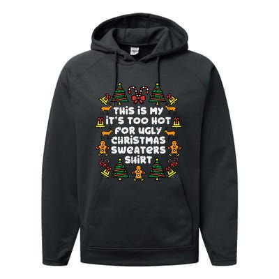 Too Hot Ugly Christmas Sweaters Funny Xmas Family Performance Fleece Hoodie