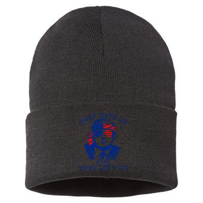 They Hate Us Cuz They AinT Us Funny Trump 4th Of July 2024 Sustainable Knit Beanie