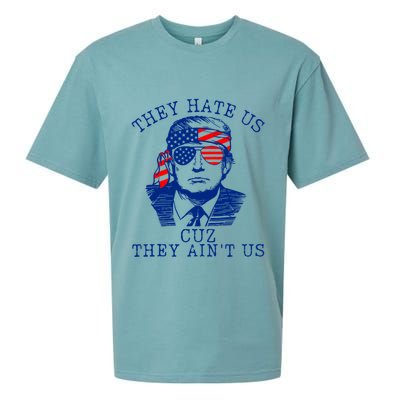 They Hate Us Cuz They AinT Us Funny Trump 4th Of July 2024 Sueded Cloud Jersey T-Shirt