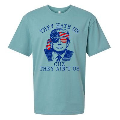 They Hate Us Cuz They AinT Us Funny Trump 4th Of July 2024 Sueded Cloud Jersey T-Shirt