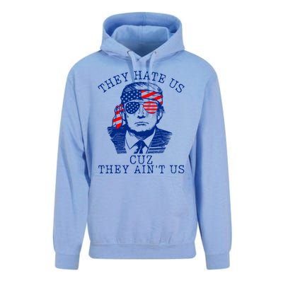 They Hate Us Cuz They AinT Us Funny Trump 4th Of July 2024 Unisex Surf Hoodie