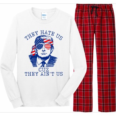 They Hate Us Cuz They AinT Us Funny Trump 4th Of July 2024 Long Sleeve Pajama Set