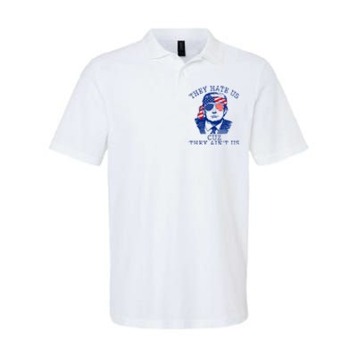 They Hate Us Cuz They AinT Us Funny Trump 4th Of July 2024 Softstyle Adult Sport Polo