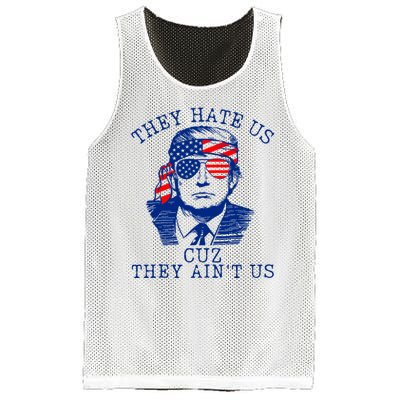 They Hate Us Cuz They AinT Us Funny Trump 4th Of July 2024 Mesh Reversible Basketball Jersey Tank