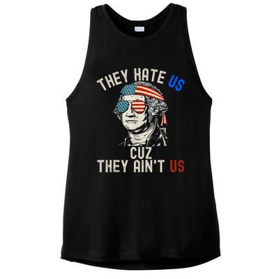 They Hate Us Cuz They AinT Us Usa American Flag 4th Of July Ladies PosiCharge Tri-Blend Wicking Tank