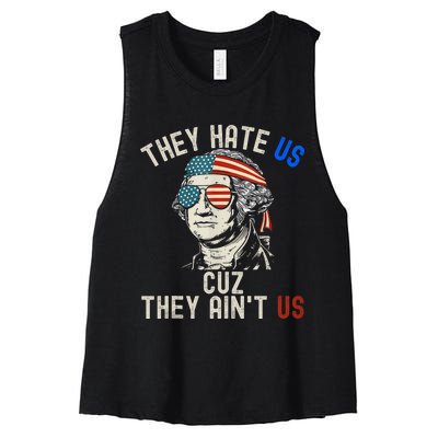 They Hate Us Cuz They AinT Us Usa American Flag 4th Of July Women's Racerback Cropped Tank