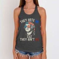 They Hate Us Cuz They AinT Us Usa American Flag 4th Of July Women's Knotted Racerback Tank