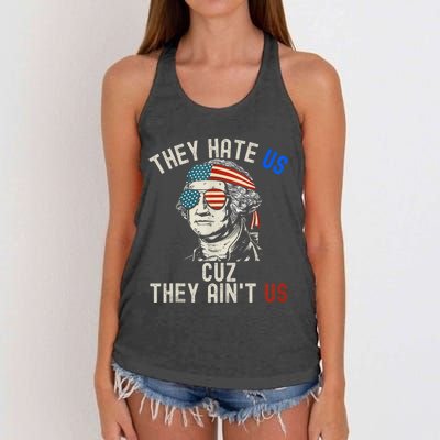 They Hate Us Cuz They AinT Us Usa American Flag 4th Of July Women's Knotted Racerback Tank