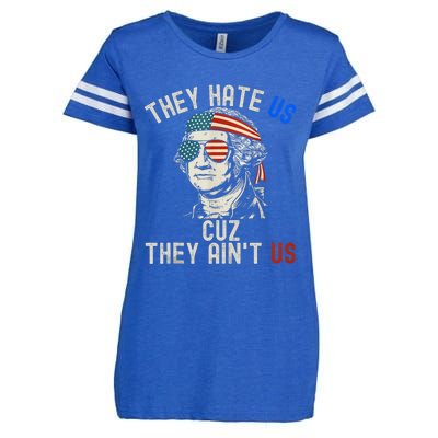 They Hate Us Cuz They AinT Us Usa American Flag 4th Of July Enza Ladies Jersey Football T-Shirt