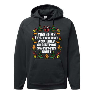 Too Hot Ugly Christmas Sweaters Funny Xmas Family Performance Fleece Hoodie