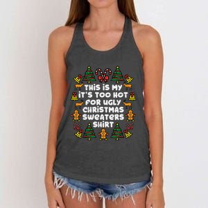 Too Hot Ugly Christmas Sweaters Funny Xmas Family Women's Knotted Racerback Tank