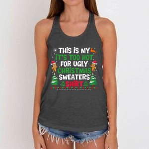 Too Hot Ugly Christmas Sweaters Funny Xmas Women's Knotted Racerback Tank