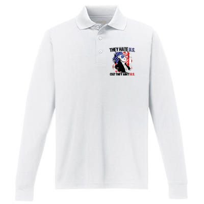 They Hate Us Cuz Thay Aint Us Performance Long Sleeve Polo