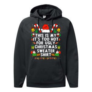 Too Hot Ugly Christmas Sweaters Funny Xmas Women Family Performance Fleece Hoodie