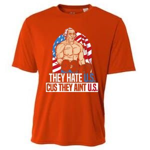 They Hate Us Cuz They Aint Us America USA Flag Cooling Performance Crew T-Shirt