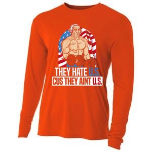 They Hate Us Cuz They Aint Us America USA Flag Cooling Performance Long Sleeve Crew