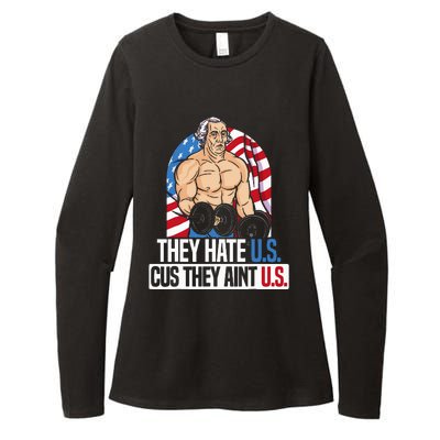 They Hate Us Cuz They Aint Us America USA Flag Womens CVC Long Sleeve Shirt