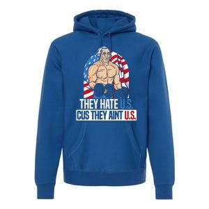 They Hate Us Cuz They Aint Us America USA Flag Premium Hoodie