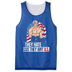 They Hate Us Cuz They Aint Us America USA Flag Mesh Reversible Basketball Jersey Tank