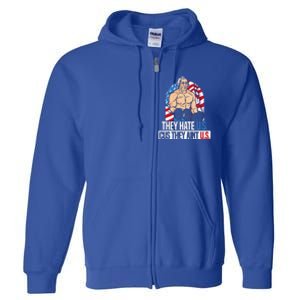 They Hate Us Cuz They Aint Us America USA Flag Full Zip Hoodie