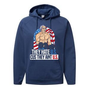 They Hate Us Cuz They Aint Us America USA Flag Performance Fleece Hoodie