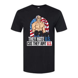 They Hate Us Cuz They Aint Us America USA Flag Softstyle CVC T-Shirt