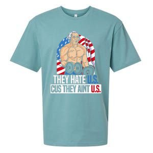 They Hate Us Cuz They Aint Us America USA Flag Sueded Cloud Jersey T-Shirt