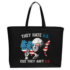 They Hate US Cuz They Aint US George Washington 4th Of July Cotton Canvas Jumbo Tote