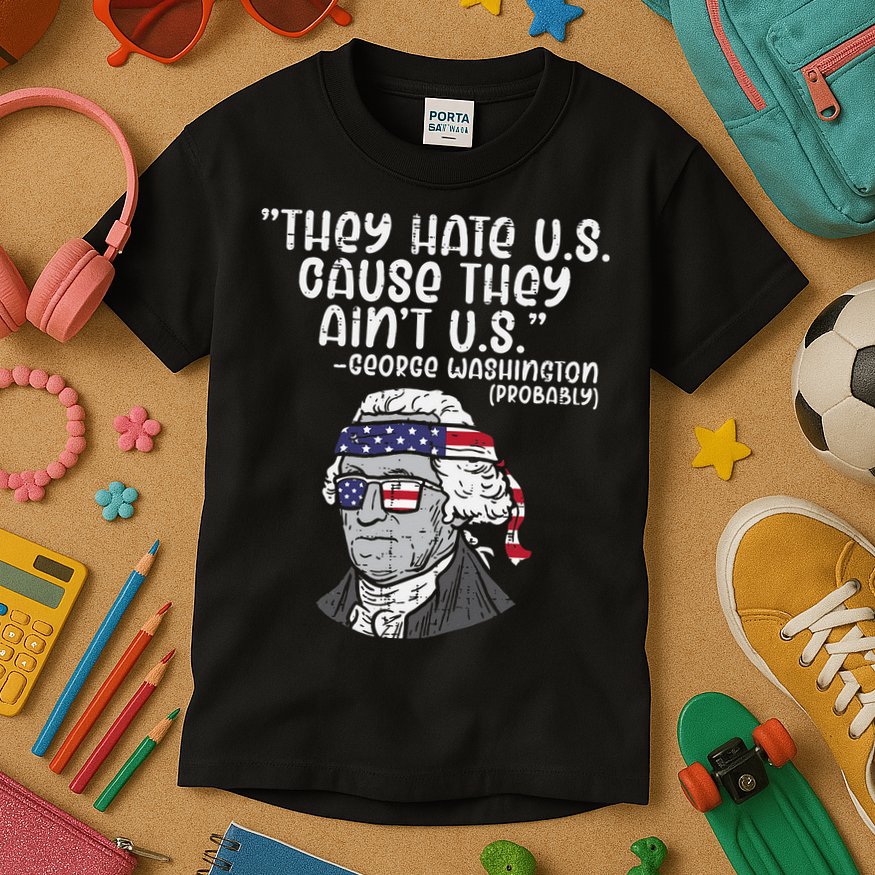 They Hate US Cause Ain't US George Washington 4th of July Kids T-Shirt