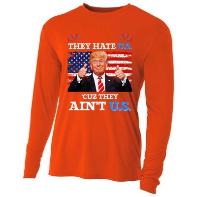 They Hate Us Cuz They AinT Us Usa Donald Trump Conservative Cooling Performance Long Sleeve Crew