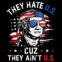 They Hate US Cuz They Ain't US George Washington 4th Of July Stripe Pom Pom Beanie