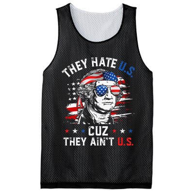 They Hate US Cuz They Ain't US George Washington 4th Of July Mesh Reversible Basketball Jersey Tank