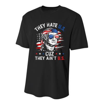 They Hate US Cuz They Ain't US George Washington 4th Of July Youth Performance Sprint T-Shirt