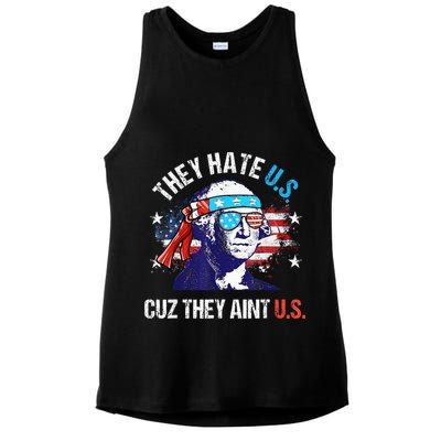 They Hate Us Cuz They AinT Us Funny 4th Of July Ladies PosiCharge Tri-Blend Wicking Tank