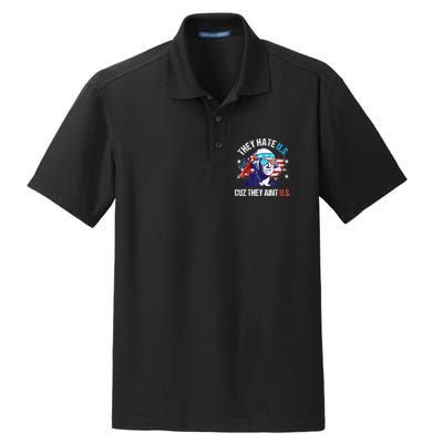 They Hate Us Cuz They AinT Us Funny 4th Of July Dry Zone Grid Polo
