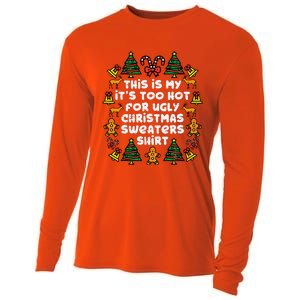 Too Hot Ugly Christmas Sweaters Funny Xmas Cooling Performance Long Sleeve Crew