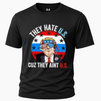 They Hate Us Cuz They Aint Us Funny 4th Of July USA Flag Cooling Performance Crew T-Shirt