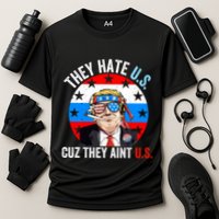 They Hate Us Cuz They Aint Us Funny 4th Of July USA Flag Cooling Performance Crew T-Shirt