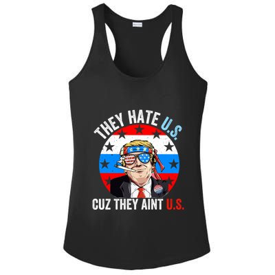 They Hate Us Cuz They Aint Us Funny 4th Of July USA Flag Ladies PosiCharge Competitor Racerback Tank
