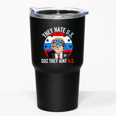 They Hate Us Cuz They Aint Us Funny 4th Of July USA Flag Tumbler