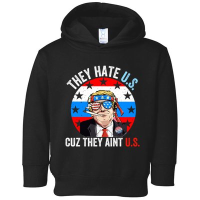 They Hate Us Cuz They Aint Us Funny 4th Of July USA Flag Toddler Hoodie
