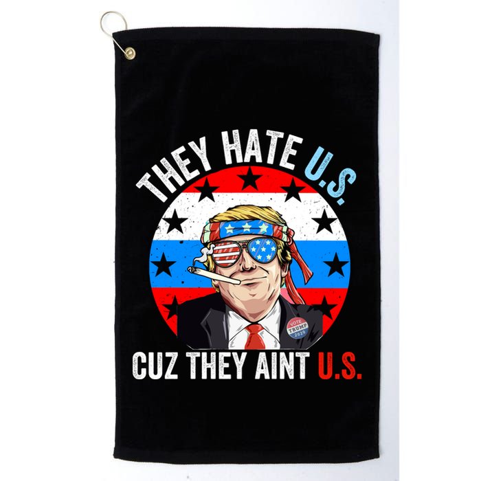 They Hate Us Cuz They Aint Us Funny 4th Of July USA Flag Golf Towel