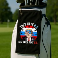 They Hate Us Cuz They Aint Us Funny 4th Of July USA Flag Golf Towel