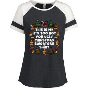 Too Hot Ugly Christmas Sweaters Funny Xmas Family Enza Ladies Jersey Colorblock Tee